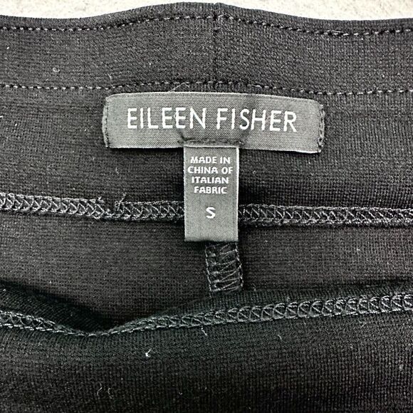 Eileen Fisher Pencil Skirt Sz Small Black Pull On Knee Length Viscose Back Vent - Picture 3 of 10